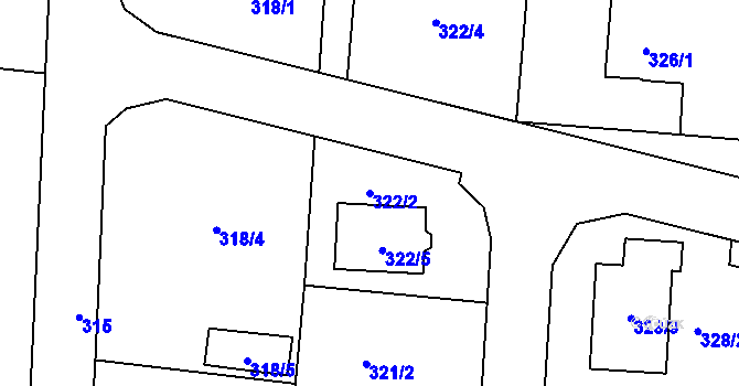 Parcela st. 322/2 v KÚ Komárov u Opavy, Katastrální mapa