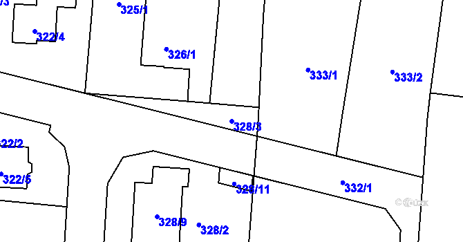 Parcela st. 328/3 v KÚ Komárov u Opavy, Katastrální mapa