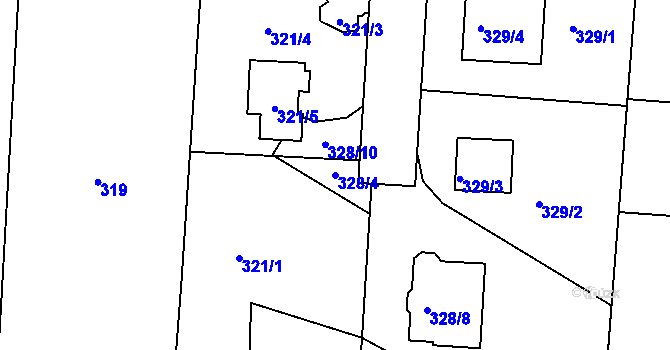 Parcela st. 328/4 v KÚ Komárov u Opavy, Katastrální mapa