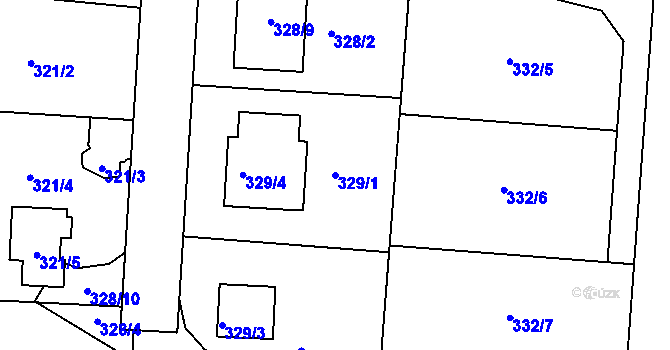Parcela st. 329/1 v KÚ Komárov u Opavy, Katastrální mapa