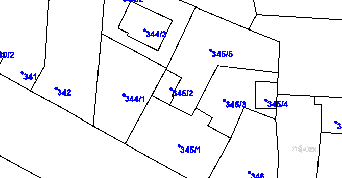 Parcela st. 345/2 v KÚ Komárov u Opavy, Katastrální mapa