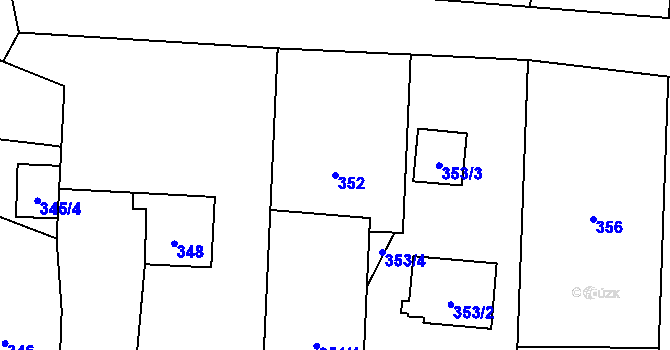 Parcela st. 352 v KÚ Komárov u Opavy, Katastrální mapa