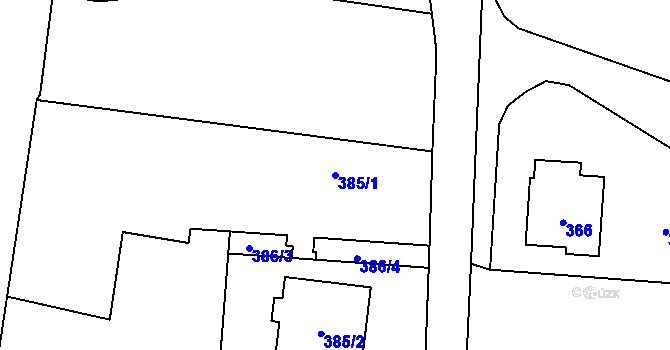 Parcela st. 385/1 v KÚ Komárov u Opavy, Katastrální mapa