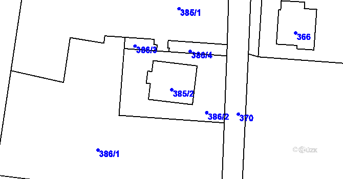 Parcela st. 385/2 v KÚ Komárov u Opavy, Katastrální mapa