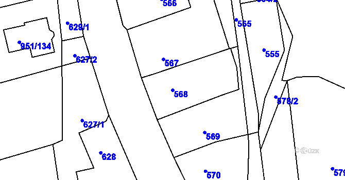 Parcela st. 568 v KÚ Komárov u Opavy, Katastrální mapa