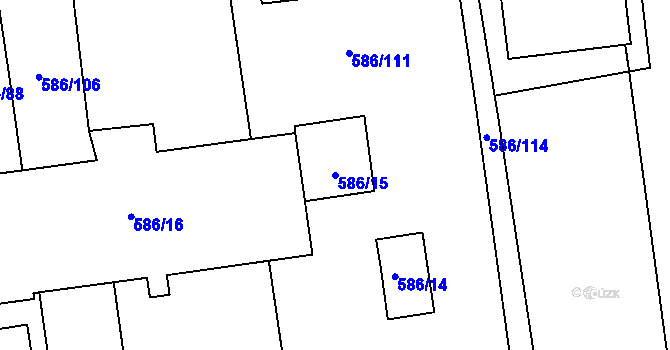 Parcela st. 586/15 v KÚ Komárov u Opavy, Katastrální mapa