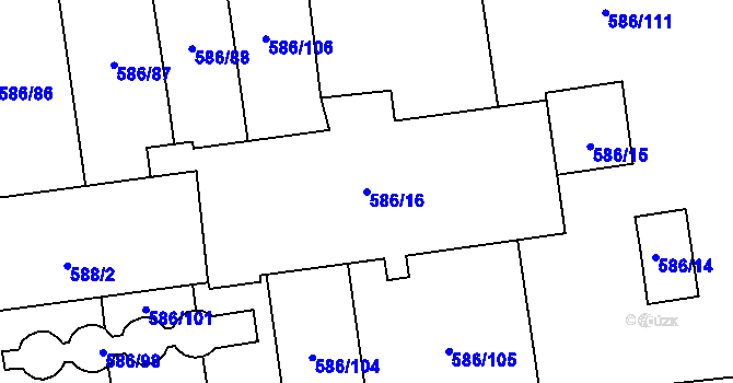 Parcela st. 586/16 v KÚ Komárov u Opavy, Katastrální mapa