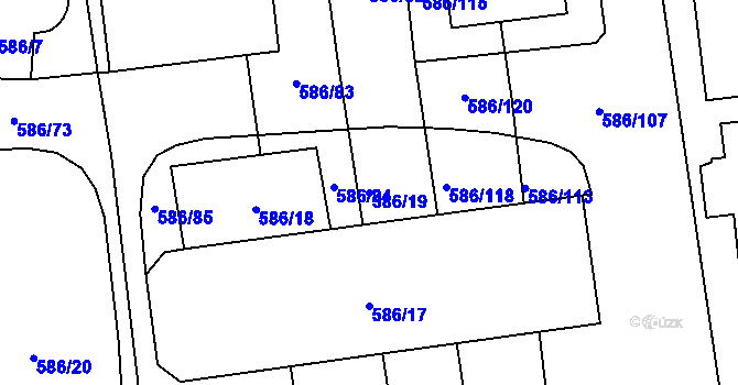 Parcela st. 586/19 v KÚ Komárov u Opavy, Katastrální mapa