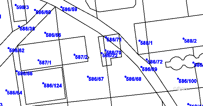 Parcela st. 586/22 v KÚ Komárov u Opavy, Katastrální mapa
