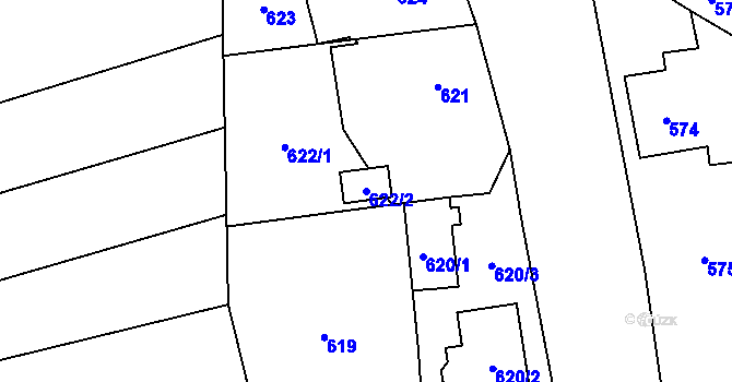Parcela st. 622/2 v KÚ Komárov u Opavy, Katastrální mapa