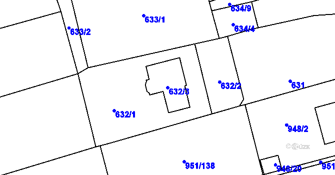 Parcela st. 632/3 v KÚ Komárov u Opavy, Katastrální mapa