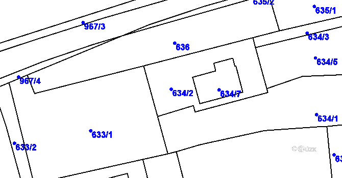 Parcela st. 634/2 v KÚ Komárov u Opavy, Katastrální mapa
