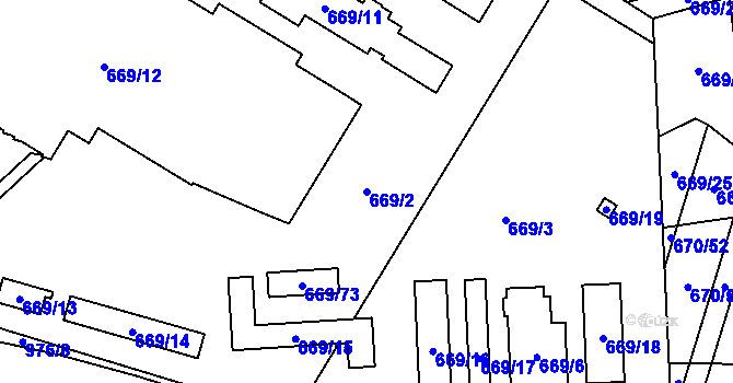Parcela st. 669/2 v KÚ Komárov u Opavy, Katastrální mapa