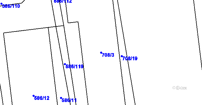 Parcela st. 708/3 v KÚ Komárov u Opavy, Katastrální mapa