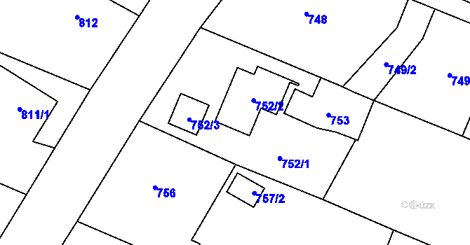 Parcela st. 752 v KÚ Komárov u Opavy, Katastrální mapa