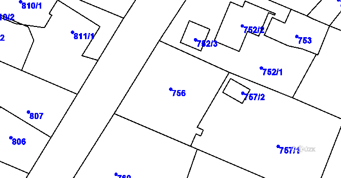 Parcela st. 756 v KÚ Komárov u Opavy, Katastrální mapa