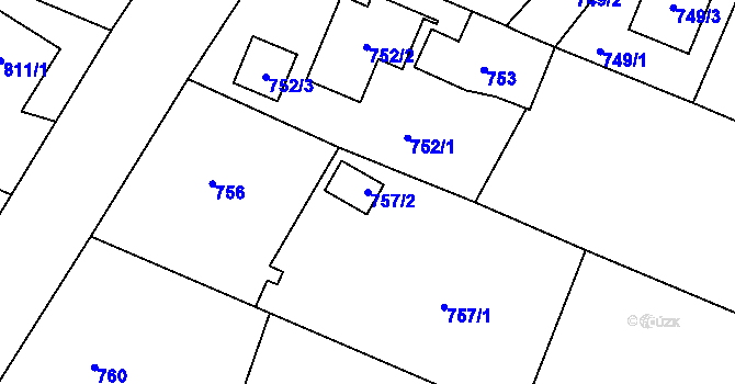 Parcela st. 757/2 v KÚ Komárov u Opavy, Katastrální mapa
