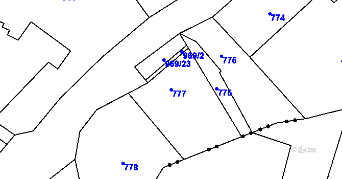 Parcela st. 777 v KÚ Komárov u Opavy, Katastrální mapa