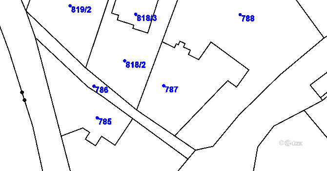 Parcela st. 787 v KÚ Komárov u Opavy, Katastrální mapa