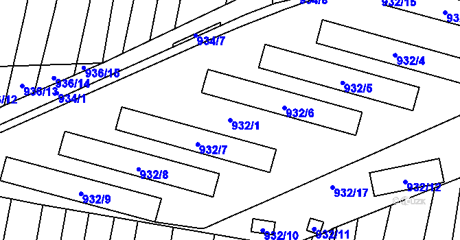 Parcela st. 932/1 v KÚ Komárov u Opavy, Katastrální mapa