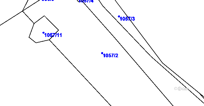 Parcela st. 1057/2 v KÚ Komárov u Opavy, Katastrální mapa