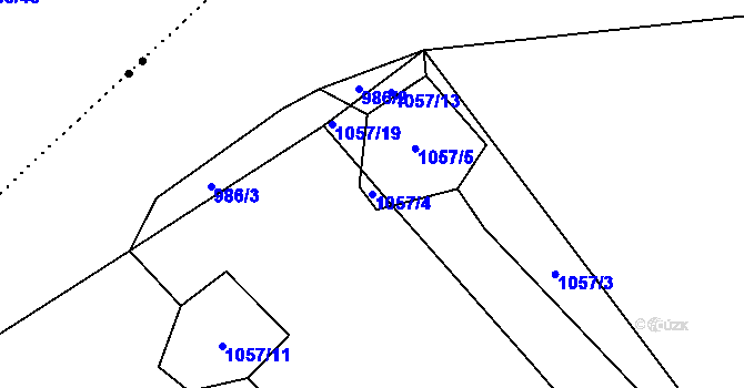 Parcela st. 1057/4 v KÚ Komárov u Opavy, Katastrální mapa