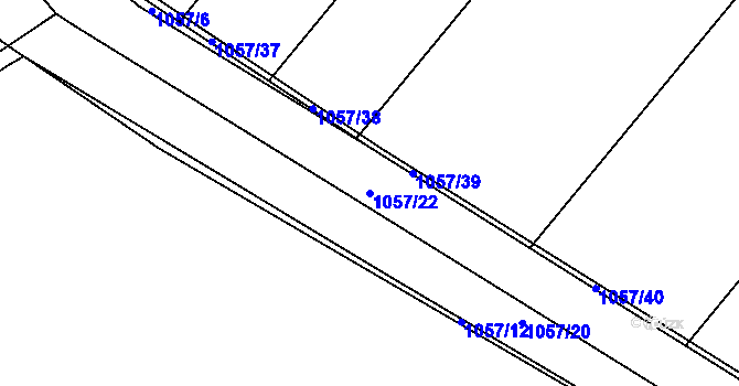 Parcela st. 1057/22 v KÚ Komárov u Opavy, Katastrální mapa
