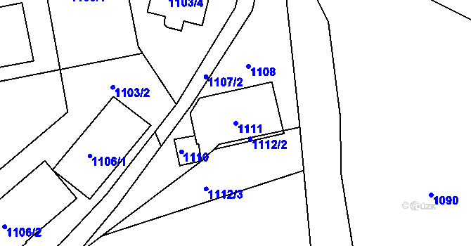 Parcela st. 1111 v KÚ Komárov u Opavy, Katastrální mapa