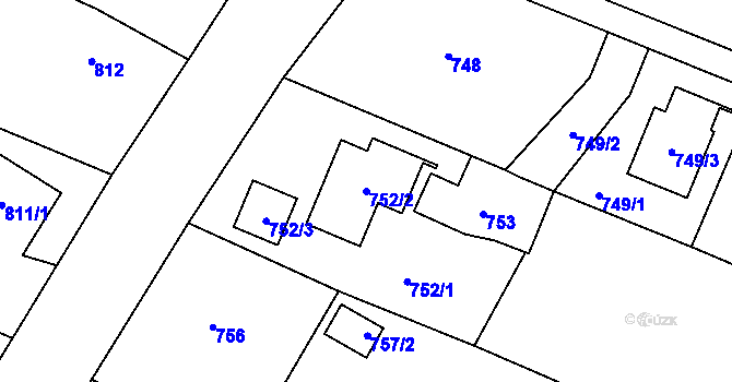 Parcela st. 752/2 v KÚ Komárov u Opavy, Katastrální mapa