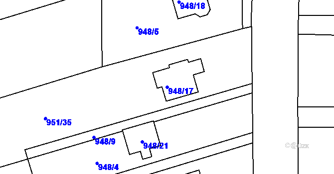 Parcela st. 948/17 v KÚ Komárov u Opavy, Katastrální mapa