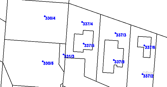 Parcela st. 337/5 v KÚ Komárov u Opavy, Katastrální mapa