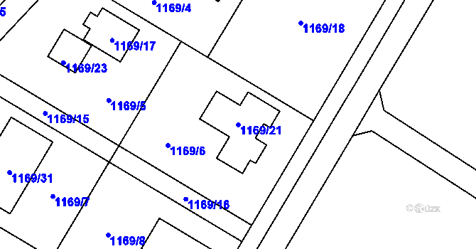 Parcela st. 1169/21 v KÚ Komárov u Opavy, Katastrální mapa