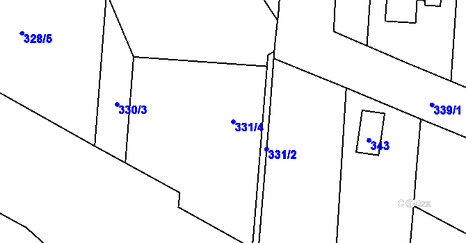 Parcela st. 331/4 v KÚ Komárov u Opavy, Katastrální mapa