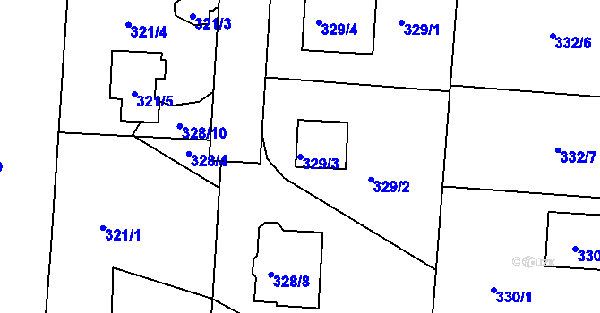 Parcela st. 329/3 v KÚ Komárov u Opavy, Katastrální mapa
