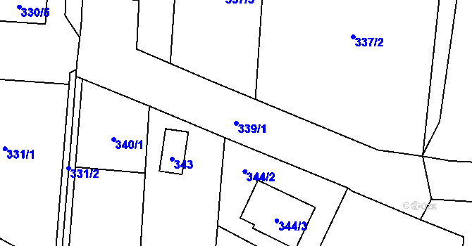 Parcela st. 339/1 v KÚ Komárov u Opavy, Katastrální mapa
