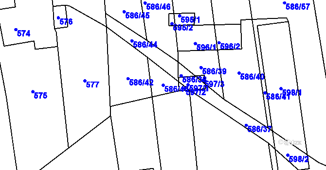 Parcela st. 586/43 v KÚ Komárov u Opavy, Katastrální mapa