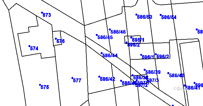 Parcela st. 586/44 v KÚ Komárov u Opavy, Katastrální mapa