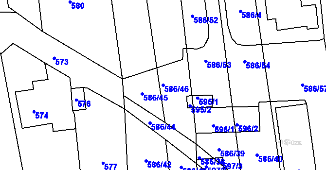 Parcela st. 586/46 v KÚ Komárov u Opavy, Katastrální mapa