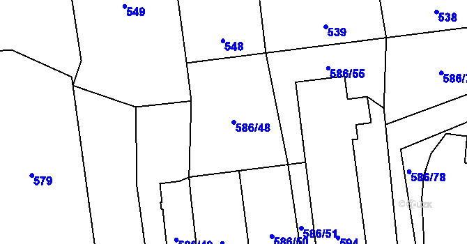 Parcela st. 586/48 v KÚ Komárov u Opavy, Katastrální mapa