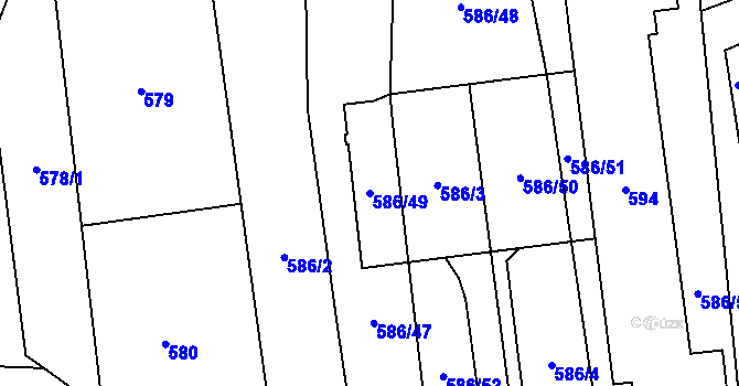 Parcela st. 586/49 v KÚ Komárov u Opavy, Katastrální mapa