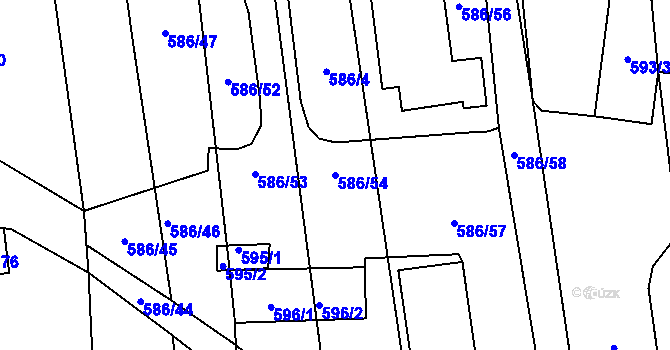 Parcela st. 586/54 v KÚ Komárov u Opavy, Katastrální mapa