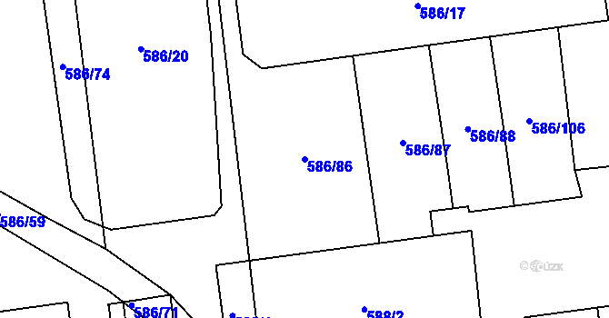 Parcela st. 586/86 v KÚ Komárov u Opavy, Katastrální mapa