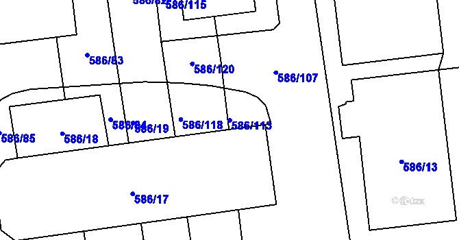 Parcela st. 586/113 v KÚ Komárov u Opavy, Katastrální mapa