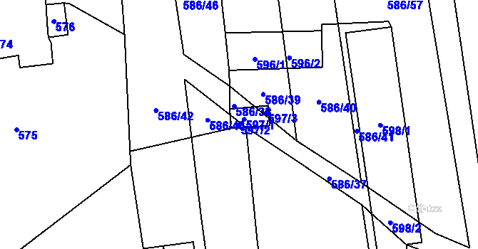 Parcela st. 597/2 v KÚ Komárov u Opavy, Katastrální mapa