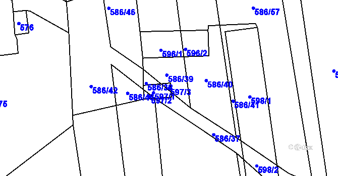 Parcela st. 597/3 v KÚ Komárov u Opavy, Katastrální mapa