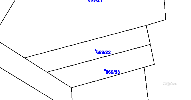 Parcela st. 669/22 v KÚ Komárov u Opavy, Katastrální mapa