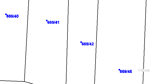 Parcela st. 669/42 v KÚ Komárov u Opavy, Katastrální mapa