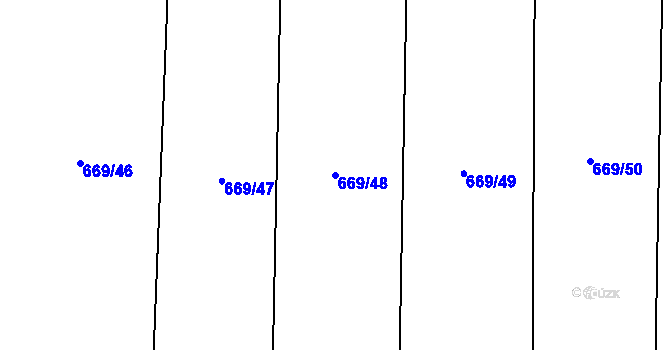 Parcela st. 669/48 v KÚ Komárov u Opavy, Katastrální mapa
