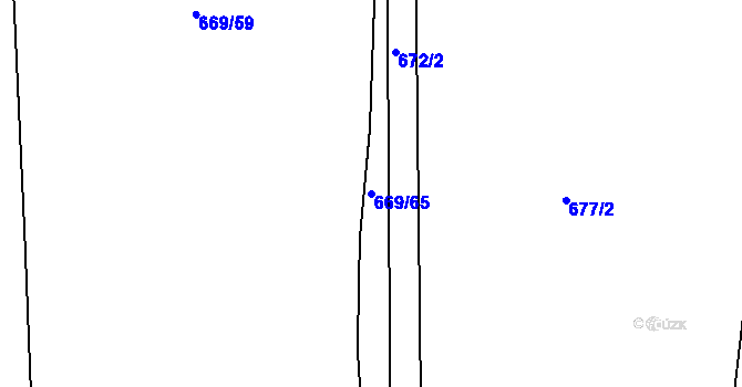 Parcela st. 669/65 v KÚ Komárov u Opavy, Katastrální mapa