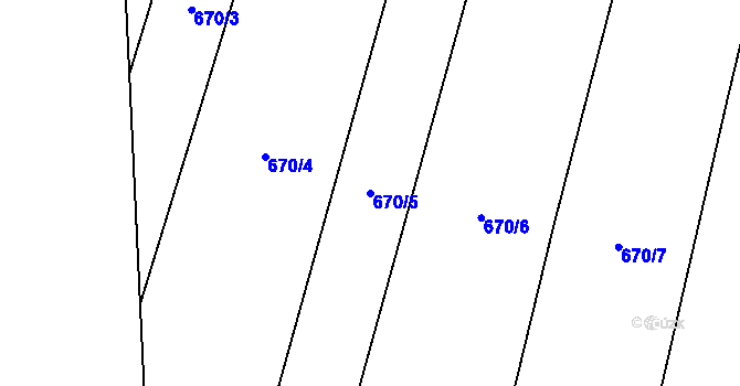 Parcela st. 670/5 v KÚ Komárov u Opavy, Katastrální mapa